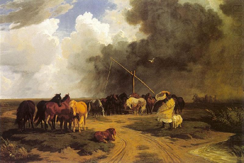 Lotz, Karoly Stud in a Thunderstorm china oil painting image